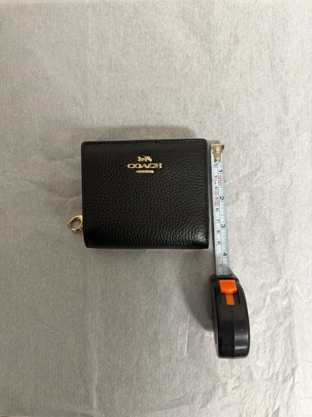 Coach Snap Mini Micro Wallet Black Gold Pebbled Leather with Charm - Picture 10 of 10